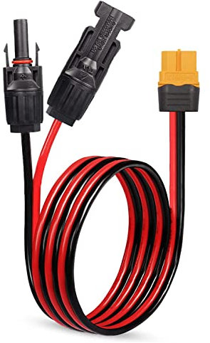 YAODHAOD XT60 Solarkabel,Solarpanel Stecker auf XT60 Adapterkabel, 12AWG 60CM XT60 Stromkabel auf Solarladestecker für tragbares Kraftwerk & Solargenerator Solarpanel (2mm², Solar to XT60 0.6M)