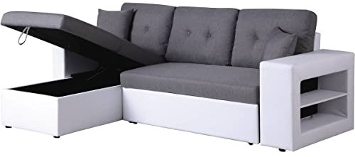 habitat et jardin Umkehrbares Ecksofa mit Schlaffunktion Axel - Weiß/Grau