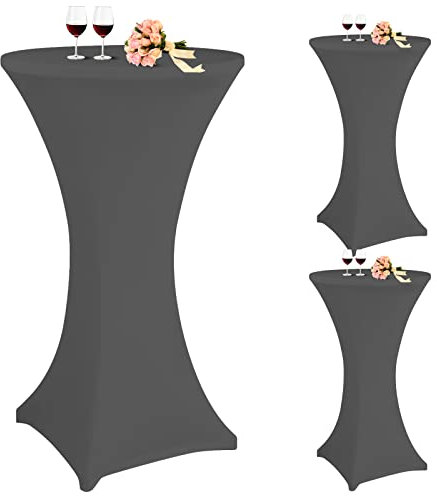 Pesonlook Stehtischhusse Stretch für Bistrotische Ø 60-65 cm Stilvolle Stehtischhusse mit Verstärkung im Fußbereich, Stretch Husse für Bistrotische (60×110 cm, Dunkelgrau)