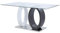 Vente-unique-Mesa de Comedor Ayane - Cristal Templado y MDF - Gris y Blanco