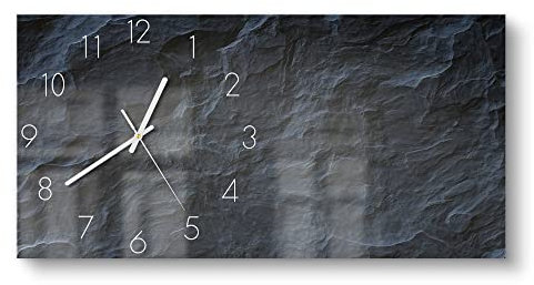 DEQORI Glasuhr | vertikal 60x30 cm | Motiv Schieferfassade | große XXL Design Uhr aus Glas | leise Wanduhr für Wohnzimmer & Küche | Moderne Hingucker Uhr für die Wand