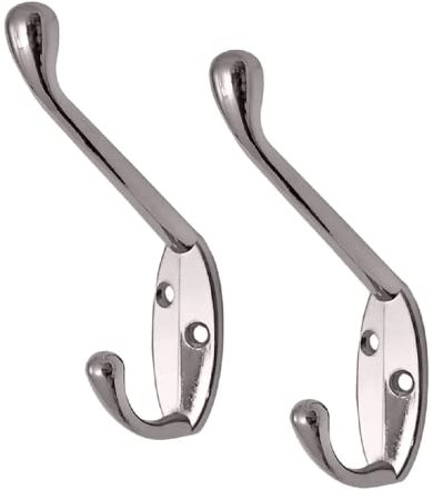 Aretro Hat & Coat Bath Robe Hooks Hanger 85mm Chrome Metal Screws Included Back of Door Wall Hook 1 Pack of 2