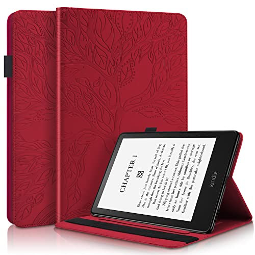 Succtopy Funda para Kindle Paperwhite 11ª generación 6,8 2021 Ultra Slim PU Protectora Tableta Cover Kindle Paperwhite 6,8 2021 Carcasa con Función de Soporte Kindle Paperwhite 2021 - Rojo