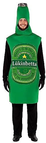MGE - Costume Divertente - Costume da Bottiglia di Birra Unisex dell'Oktoberfest - Costume da Birra per Adulti - Costume per Feste
