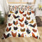 Hühner Tröster Bezugsset 135x200.Rustikale Hahn Henne Bettbezug für Teen Erwachsene Schlafzimmer Dekor, Bauernhof Tiere Bettwäsche Set mit Reißverschluss Verschluss 1 Kissenbezug, Orange Schwarz Weiß