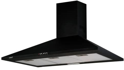 Cata Campana Extractora OMEGA 900 BK/M Campana de Cocina Bajo nivel Sonoro, Ancho de 90 cm, 3 Niveles de extracción, Panel de Control mecánico, Acabado en Color Negro