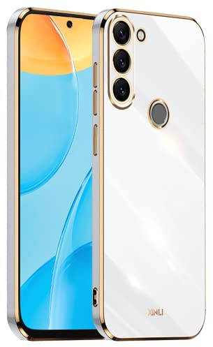 EASSGU Galvanisierter Rahmen Handyhülle für Samsung Galaxy M11 / Galaxy A11 (6.4 Inches), Weiche TPU Silikon Schutzhülle - Weiß