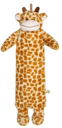 Premium Kinder Wärmflasche Schlauch 0.9 Liter mit schönem weichem Kunstpelz Bezug, Bettflasche aus Naturgummi, Wärmekissen, verschiedene Modelle (Giraffe)