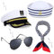 NETUME 4 Stück Kapitänsmütze Matrosenmütze Schal und Sonnenbrille, Kapitänsmütze Herren Ideal Matrosen Kostüm, Partyhut Marine Mütze Damen/Männer Marine Hut Kapitän Accessoires für Party Cosplay