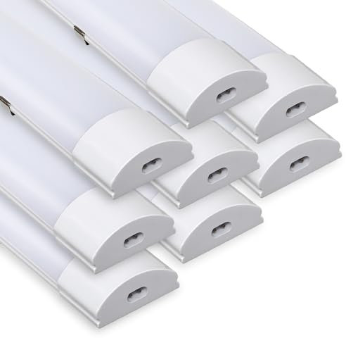 Sonnewelt LED Feuchtraumleuchte 60cm 8er 4000K Neutralweiß 18W IP65 Wasserfest Röhre Werkstattlampe Röhrenlampe Komplett Wannenleuchte Leuchte für Garage Keller Büro Warenhaus