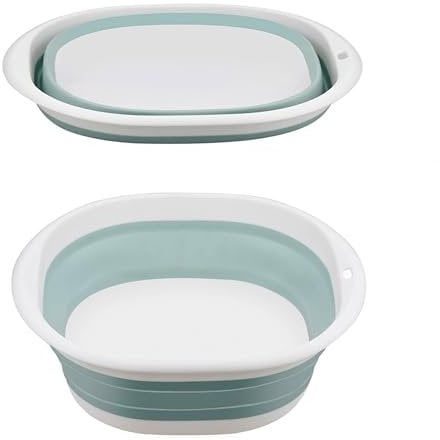 Collapsible Washing Up Bowl, Portable Wash Basin Silicone Plastic Basket Multipurpose Outdoor Travel Basin Camping Sink, Space Saving Folding Washtub (Blue, 3.5L)