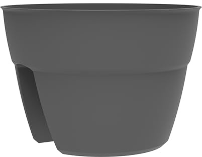 EDA Osaka - Maceta Cavalier Osaka de 8 L, Sistema de fijación Simple y Patentado, para Balcones y barandillas, diámetro 30,6 x 20,6 cm, Color Gris Antracita