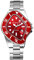 JewelryWe Uhren Herren Edelstahl Herrenuhr: Einzigartig Datum Kalender Analog Quarz Armbanduhr Silber Edelstahl Armband Männer Uhr mit Rot unregelmäßig geformtem Zifferblatt und Leuchtzeiger