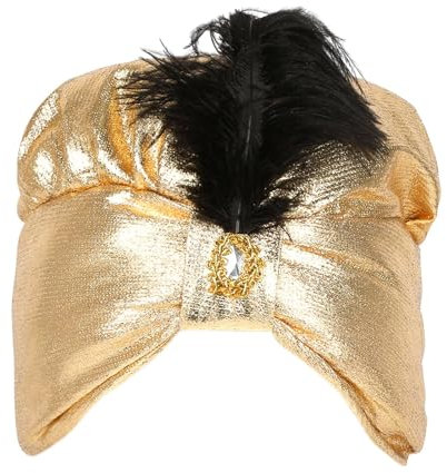 Harilla Indische Sultan-Turban-Hüte, Kopfwickel, Kopfbedeckung, plissierter modischer Kopfschmuck, Sultan-Hut, Mütze, Hut für Mottoparty, Abschlussball,