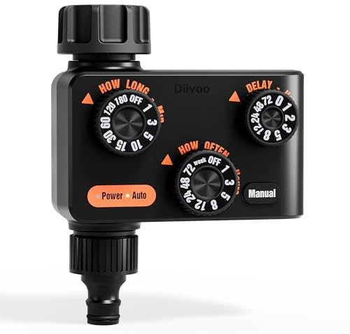 Diivoo Water Timer for Garden Hose, 3-Dial Rotation Sprinkler Timer for Lawn, Programmable Irrigation Timer with Rain Delay/Manual/Automatic, IP54 Waterproof
