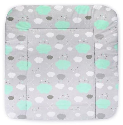 Balbina® Wickelunterlage Wickeltischauflage Wickelauflage 75x85 I Mintgraue Wolke