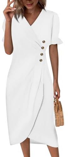 Generic Robe De Princesse Fluide Tailleur pour Mariage Bohème Chic Grande Taille Été Cérémonie Femme Ronde Blanc 3XL