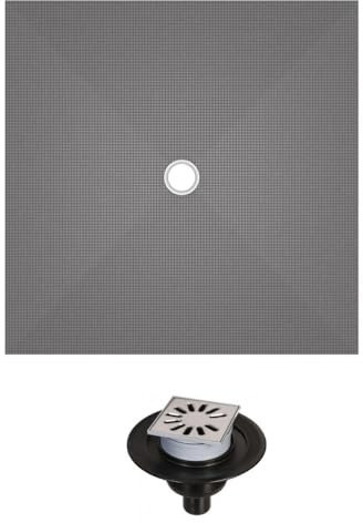 Receveur de douche à carreler 90 x 90 WEDI Fundo Primo carré écoulement centrée + bonde verticale