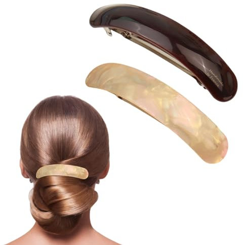 scicent Haarklammer 2 Stück Acetat Haarspangen Damen Groß Retro Automatische Haarspange Französische Vintage Haarklammern Dickes Haar Hair Clips Vintage Hair Barrettes für Frauen - 28514