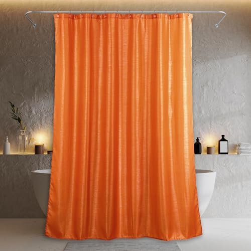 Popkozzi Burning Orange Glitter Rideau de Douche: Luxe Citrouille Or métal Rideau - Halloween Thanksgiving Magnifique Fantaisie Automne Salle de Bains Accessoires et boîte - Cadeau - 183 x 183 cm