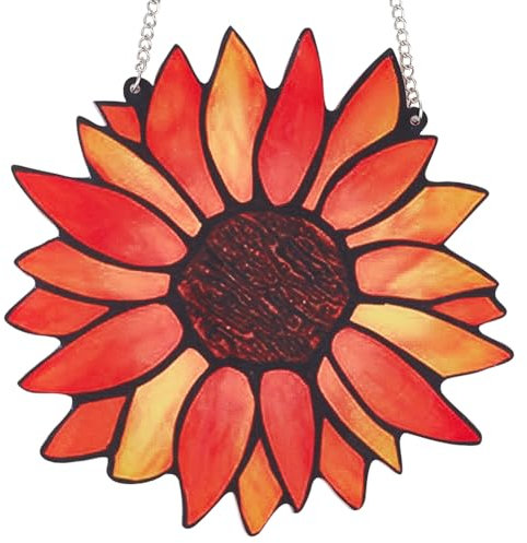 CREATCABIN Sonnenfänger Mit Sonnenblumen Motiv Fensterbehang Aus Acrylglas Fensterbehang Dekoration Gelbe Blume Wandkunst Sonnenfänger Ornament Geschenk Für Mama Frauen Küche Wohnzimmer 15x14.5cm
