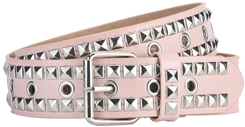 Umimiss Studded Belt - Pink Goth Belt for Characteristic Girl, Y2K Belt, PU Leather Pyramid Studded Belt, Punk Studded Belt, Fashion Studded Rock Leather Belt for Jeans Leather Pants