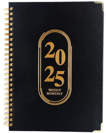 Terminkalender 2025 A5, Akademischer Terminplaner, Lehrerkalender, Tagebuch, Buchkalender, Studienplaner, Schulplaner, Tages Wochen Monats Planer for Schüler Family Office School (Schwarz 2025)