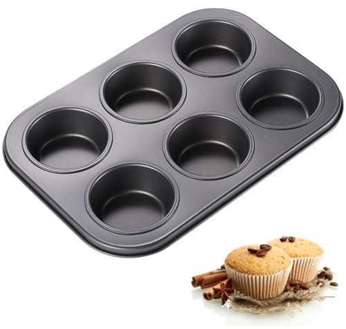 6-Cup Muffin Tray - Non-Stick Bakeware for Cupcakes, Yorkshire Pudding, Dim Sum - Cake Tin for Baking