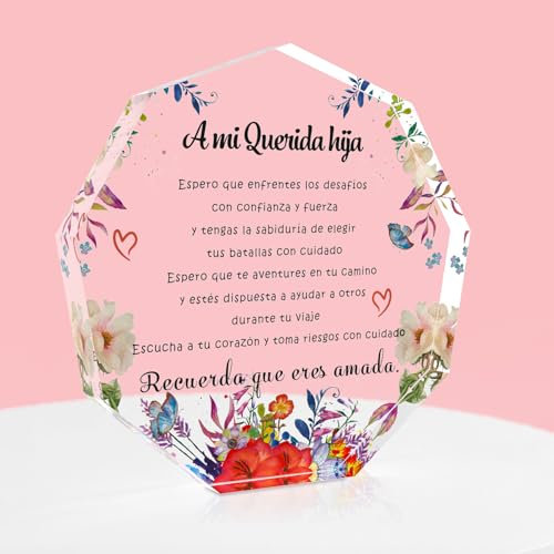Regalo Hija Navidad, Regalo para Hija, Placa Acrílica, Regalo Cumpleaños Mujer para Hija, Regalo Niña Regalo Adolescentes Chica, Regalos para Graduacion, Regalos de Reyes para Hija Regalo San Valentin