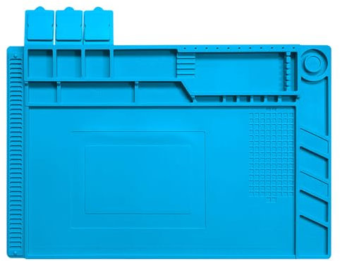 Silicone Soldering Mat, Premium Heat Resistant Silicone Work Mat, Soldering and Repair Mat Silicone, Magnetic Electronics Repair Pad, 45x30cm, Blue