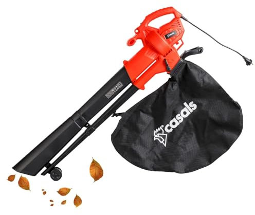 Casals - Soplador/Aspirador de Hojas 3000W de Potencia | Velocidad de 270 km/h | Limpieza Eficiente de Jardines y Exteriores