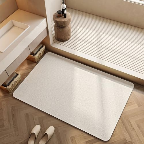 Lukery Alfombra de Diatomita Baño, Beige Alfombrilla de Baño Antideslizantes, Lavables Súper Absorbente Alfombra de Baño, para Bañera, Ducha, Cuarto de Baño y Cocina (40x60cm,Gris Claro)