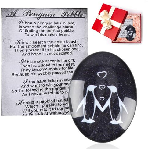 Penguin Pebble - Anniversary Penguin Gifts for Her Him Girlfriend Boyfriend Wife Husband Lovely Cute Funny & Romantic for Thanksgiving Wedding Birthday Christmas Valentines Day