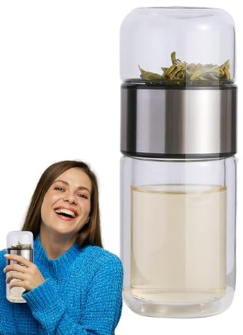 Generisch Infusifie Tea Infuser, 2025 New Glass Tea Infuser Bottle, 3-in 1 Smart Tea Infuser, Double-layer Insulation Tea Tumbler Mug, Tea Infuser for Loose Leafs Tea