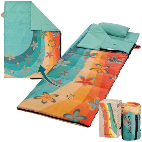 Skandika Deckenschlafsack Sovro Lite | Leichter Schlafsack Outdoor für Erwachsene, 150g/m² Füllung, 3 Jahreszeiten, als Doppelschlafsack nutzbar, Camping Schlafsäcke mit Kissen