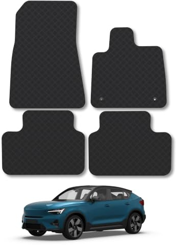 Volvo C40 (2022-2024) 3mm Rubber Car Mats | Tailored Fit Durable Floor Mats Full Coverage Protection Waterproof Accessories Easy Clean Anti Slip Made in the UK