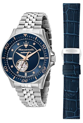 Maserati Herrenuhr aus Stahl, Automatik, Analog, 44 mm, SFIDA-Kollektion, Diamanten, Special Pack