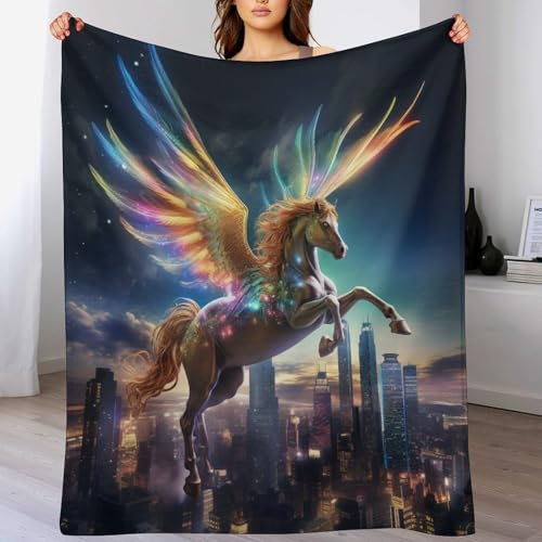 Horse Decke Wohndecke Warm & Kuschelig, Überwurf Ideal Für Draußen, Camping, Couch, Bett, Reisen – Wolldecke 130×150cm