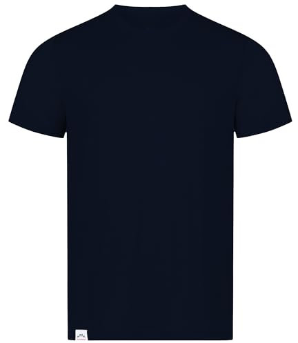 Alpenwert® Merino Shirt Herren [Made IN Portugal] perfektes Wandershirt Wander Tshirt aus Merinowolle Tshirt für Sport, Outdoor, Funktionsshirt (DE/NL/SE/PL, M, Regular, Navy Blau)