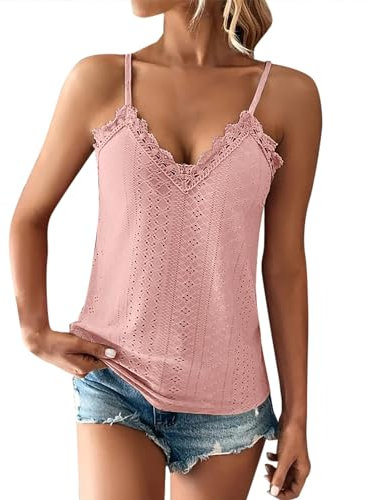 Gilet sans Manche Femme Vert, Chemise De Nuit Coton Fines Bretelles Tee Shirt Grande Taille Chemise Lin Summer Top avec Dentelle Debardeur V-Neck Corset Casual Haut Lâche Hauts Leger Tops