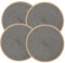 Paquete de 4 manteles individuales redondos aislados para vajilla, estilo simple, tapetes decorativos tejidos para restaurante, adecuados para uso en interiores y exteriores (gris oscuro)