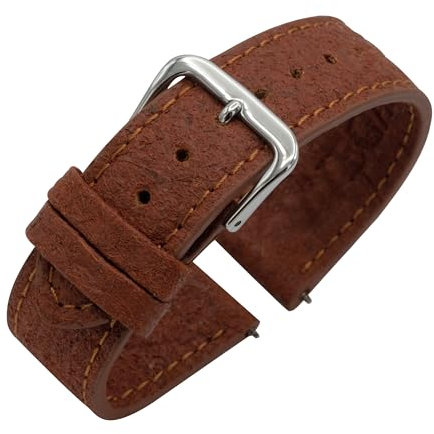 Eichmüller Uhrenband Vegan Lederimitat in 14/16/18/20/22 mm veganes Leder Uhrband (Braun (0632), 14 mm)