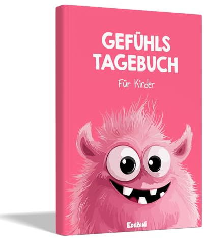 Edubini Gefühlstagebuch Kinder [6-12 Jahre] - Tagebuch Mädchen & Jungs - Gefühle Buch für Umgang mit Emotionen und ein gutes Gefühl, Dankbarkeitstagebuch für Kinder (inkl. 10 Spiele) (Pink)