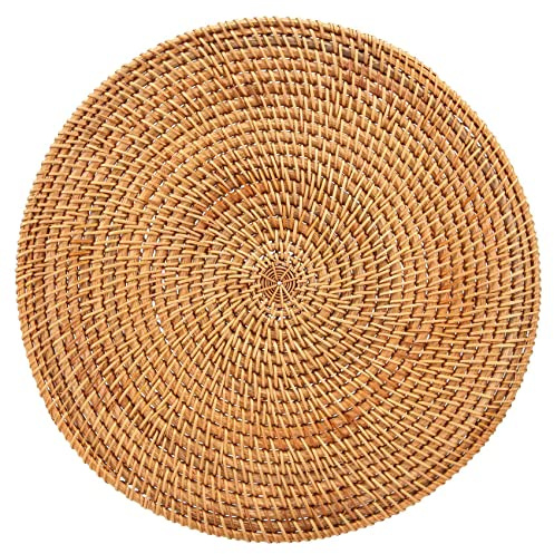 Bortivier Hand Gewebte Rattan Tisch Sets, Runde Wicker Tisch Sets, NatüRlich Gewebte Tisch Sets für Den Essen Tisch, BestäNdige Matten