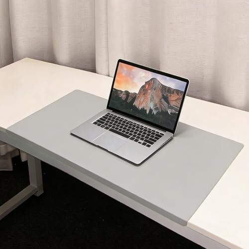 Große Schreibtischunterlage aus Leder, Büro-Schreibtischunterlage mit Kantenschutz, rutschfestes, erweitertes Mauspad für Laptop-Tastatur, wasserdicht, glatte Schreibmatten (Grau, 80 x 50 cm)