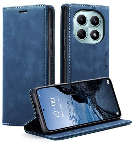 KZB für Xiaomi Redmi Note 15 Hülle, Magnet Leder Klapphülle Stoßfest | Retro PU Leder, 2 Kartenfach, Standfunktion, Schutzhülle, Flip Case, Handyhülle für Redmi Note 15 4G/5G, Blau