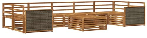 vidaXL Outdoor-Sofagarnitur 8 pcs Natur Massivholz Akazie, Moderner Garten-Sofa, L-förmige Möbel, Terrassen-Lounge, Sitzgruppe für draußen, bequem im Garten