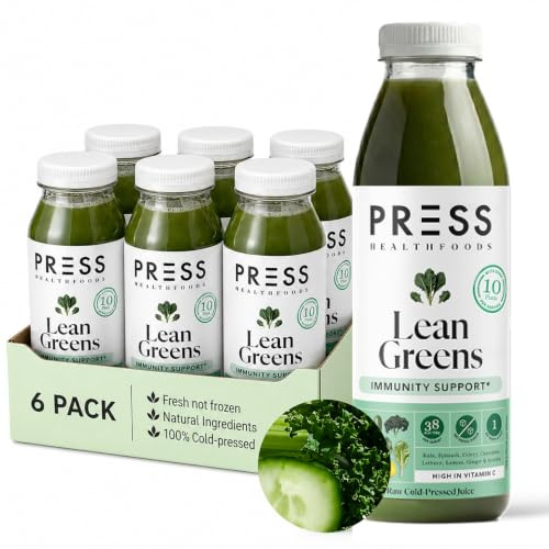 PRESS Healthfoods Daily Lean Greens 12x500ml | Cold Pressed Green Juice with Kale, Spinach, Celery & Ginger | Fresh Vegetable Juice | Natural Raw Energy Drink | Vegan Superfoods & Daily Greens Juice