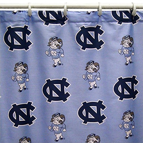 College Covers Everything Comfy North Carolina Tar Heels Bright and Colorful Shower Curtain Cover 70 x 72