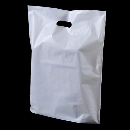 Plastik-Einkaufstüten, 38 x 46 x 7 cm, Weiß, 100 Stück